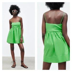 ZARA | Green Contrasting Voluminous Dress LIKE NEW